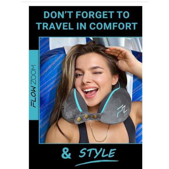 Memory Foam Travel Pillow Adjustable 360° Chin&Neck Support,Washable,Bag - Picture 8 of 8